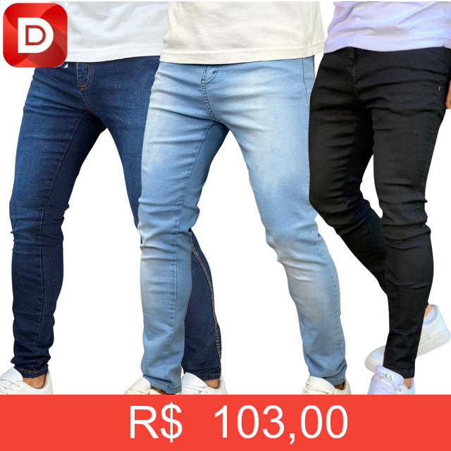 Foto do produto Kit 3 Calças Jeans Skinny com Elastano