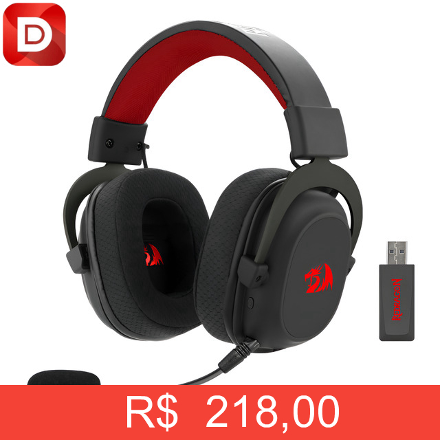 Foto do produto Headset Gamer Redragon H510-Pro Zeus Rgb Wireless 7.1