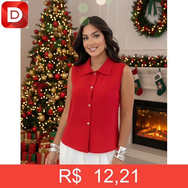 Foto do produto Blusa Feminina Regata Listrada e Lisa Vermelha