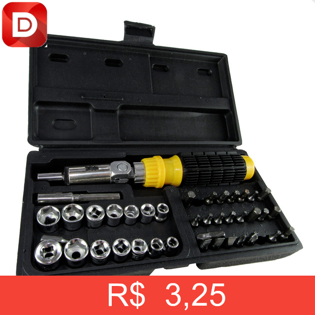 Foto do produto Kit Chaves Jogo Catraca Reversível Soquetes 40 Peças Maleta