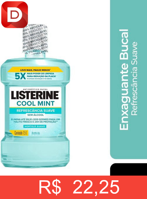 Foto do produto Listerine Cool Mint Enxaguante Bucal Sem Álcool