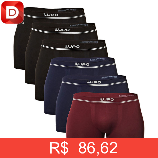 Foto do produto Kit 6 Cuecas Lupo Am Boxer Sem Costura