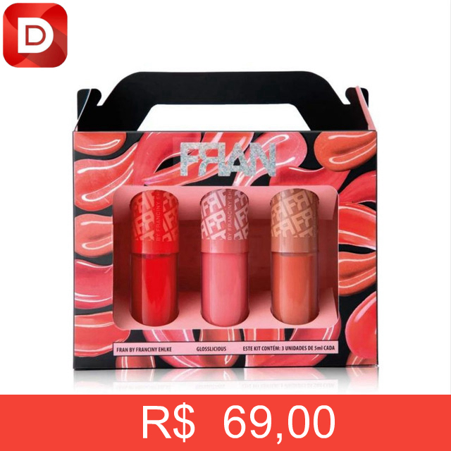 Foto do produto Kit com 3 Gloss Franciny Ehlke Glosslicious