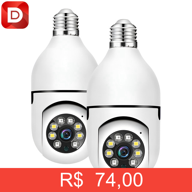 Foto do produto Kit com 2 Câmera Lâmpada De Segurança IP Wi-Fi 360°