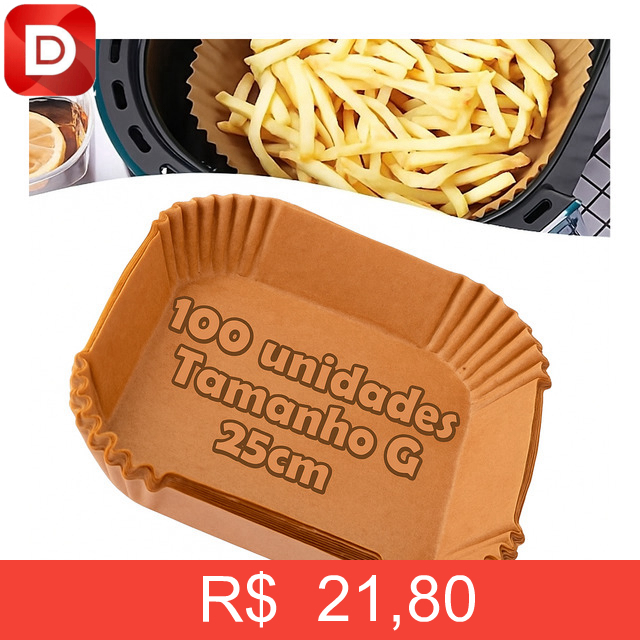 Foto do produto Kit 100 Formas Papel P/ Airfryer