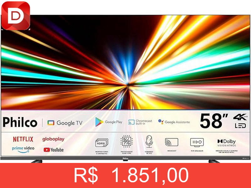 Foto do produto Smart TV 58 Philco LED 4K Google TV HDR10