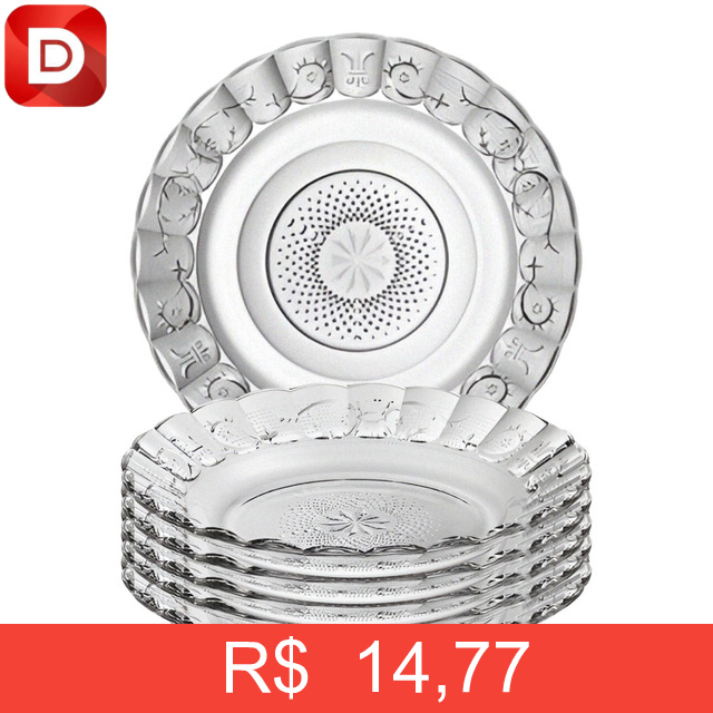 Foto do produto Kit 6 Pratos Fundos Estrela Transparente