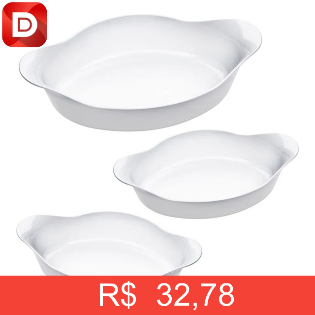Foto do produto Conjunto de Assadeiras Marinex Oval Opaline