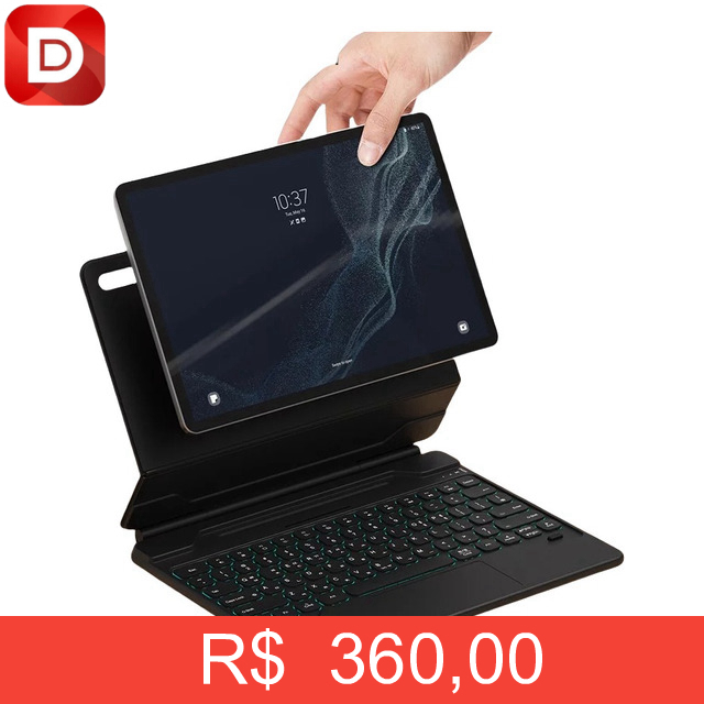 Foto do produto Teclado Mágico Com Capa Para Galaxy Tab S7 Fe S8 12.4