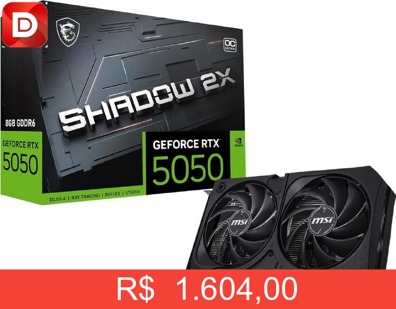 Foto do produto Placa de vídeo RTX 5050 8GB MSI Shadow 2X OC