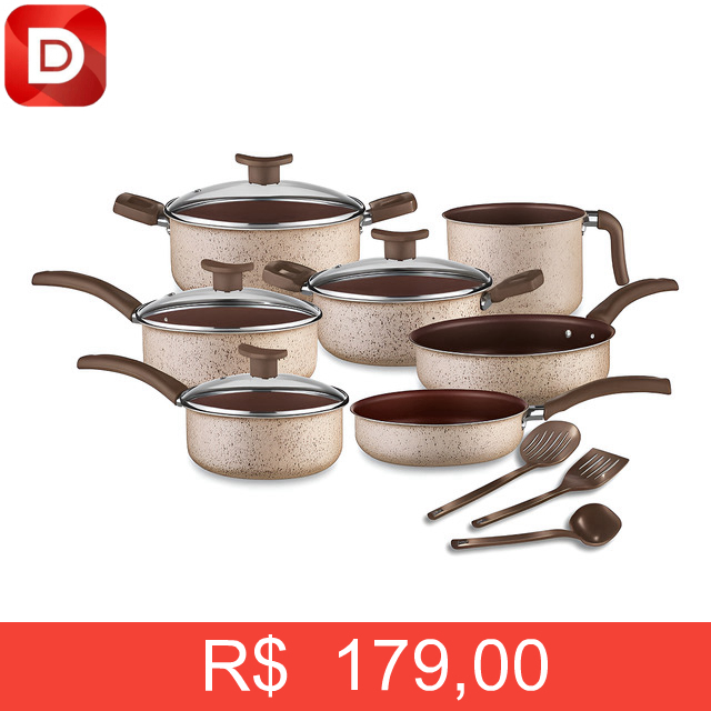 Foto do produto Conjunto De Panelas Antiaderente 10 Peças Teflon Linha Coffee Cappuccino