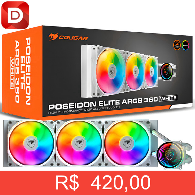Foto do produto Water Cooler Cougar Poseidon Elite 360 Argb