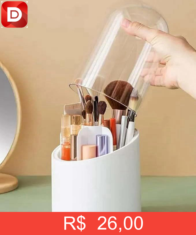 Foto do produto Porta Pincel Giratório Com Tampa em Acrílico