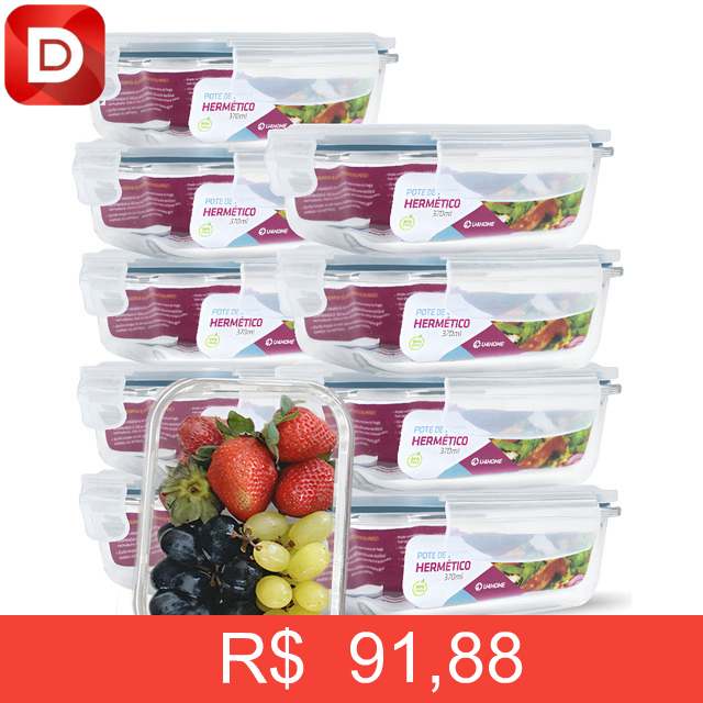 Foto do produto Kit 10 Potes Vidro Hermético