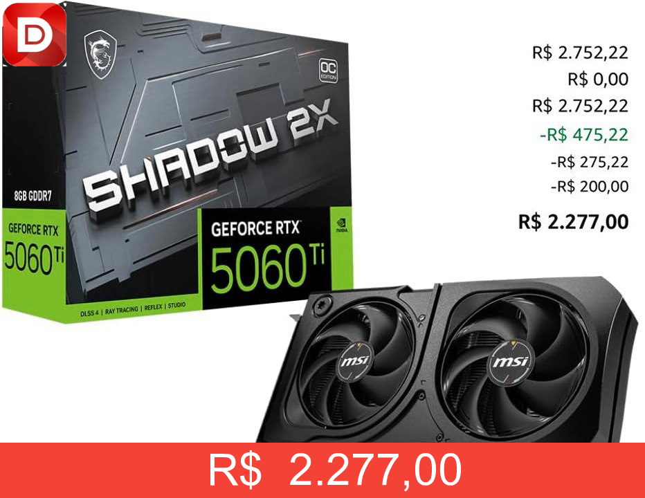 Foto do produto Placa de Vídeo RTX 5060 TI