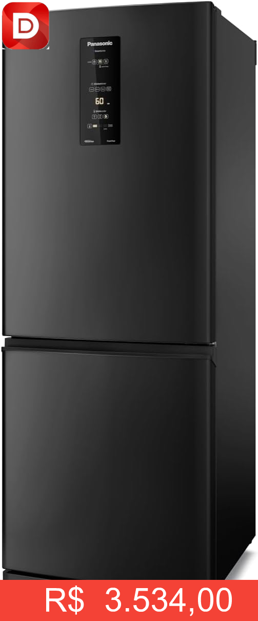 Foto do produto Geladeira Panasonic BB64 Black Inox Inverse Frost Free 460L Inverter A