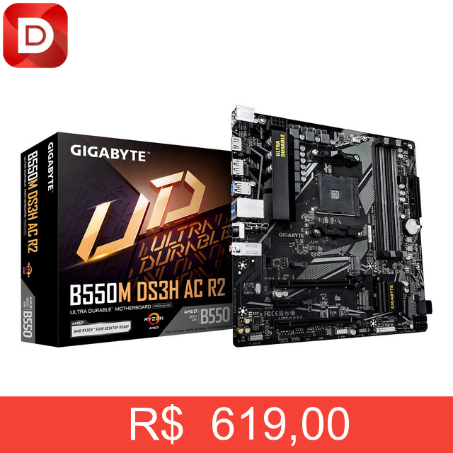 Foto do produto Placa Mae Gigabyte B550m Ds3h Ac R2 1.0