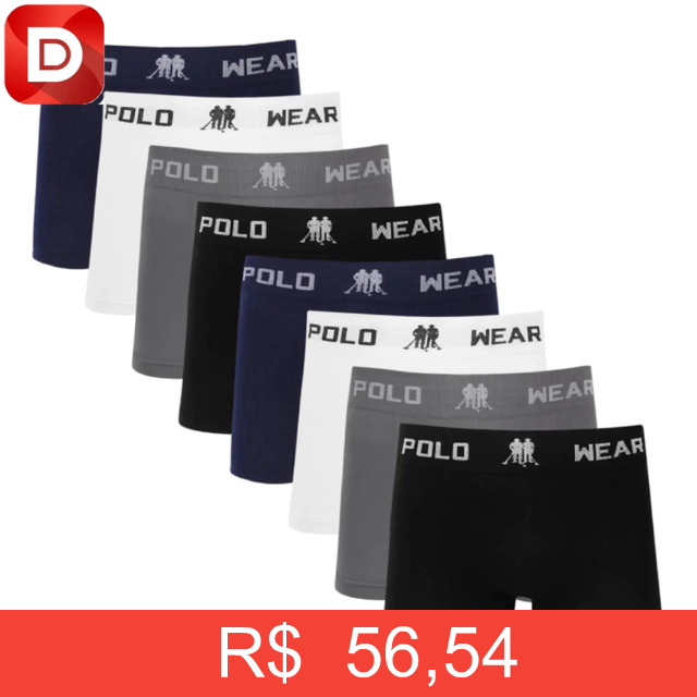 Foto do produto Kit 8 Cuecas Box Microfibra Lisa Sem Costura Polo Wear