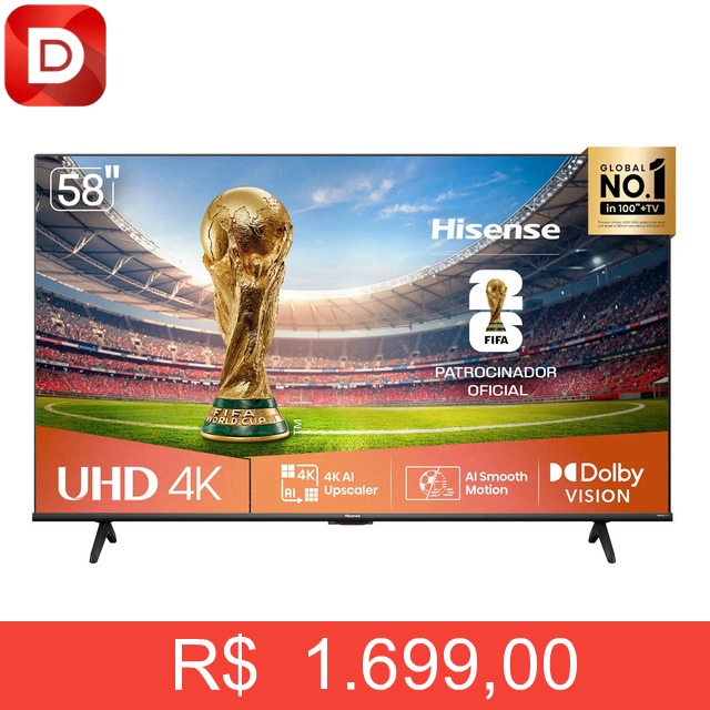 Foto do produto Hisense Smart TV 4K 58 Polegadas 58A6NV
