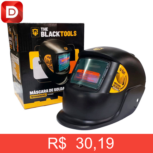 Foto do produto Máscara De Solda Escurecimento Automatico Profissional Liso The Black Tools