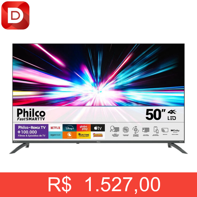 Foto do produto Smart TV 50” Philco PTV50VA4REGB Roku TV LED Dolby Audio