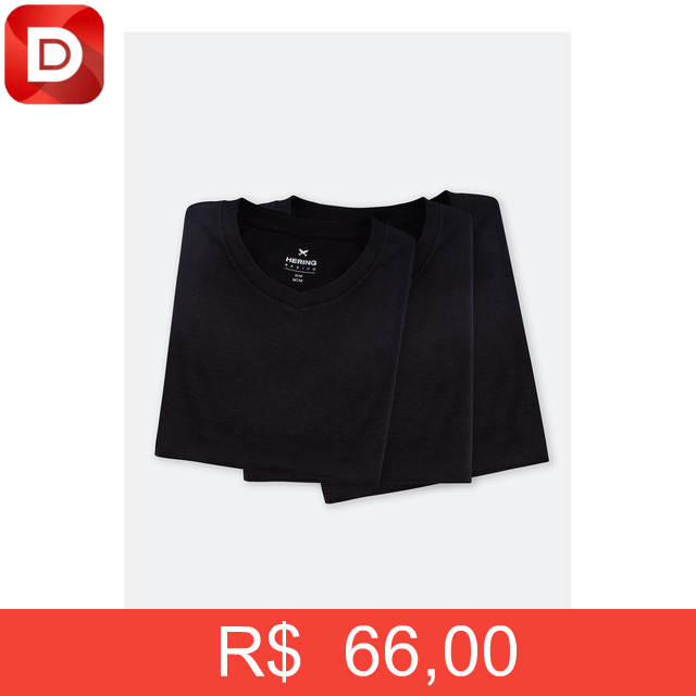 Foto do produto Kit Com 3 Camisetas Masculinas Básicas Slim Gola V
