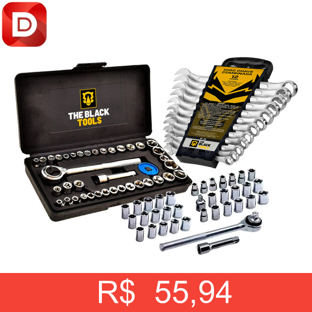 Foto do produto Kit Jogo De Ferramentas 40 Peças e Kit Chave Combinada 6 A 22mm 12 Peças