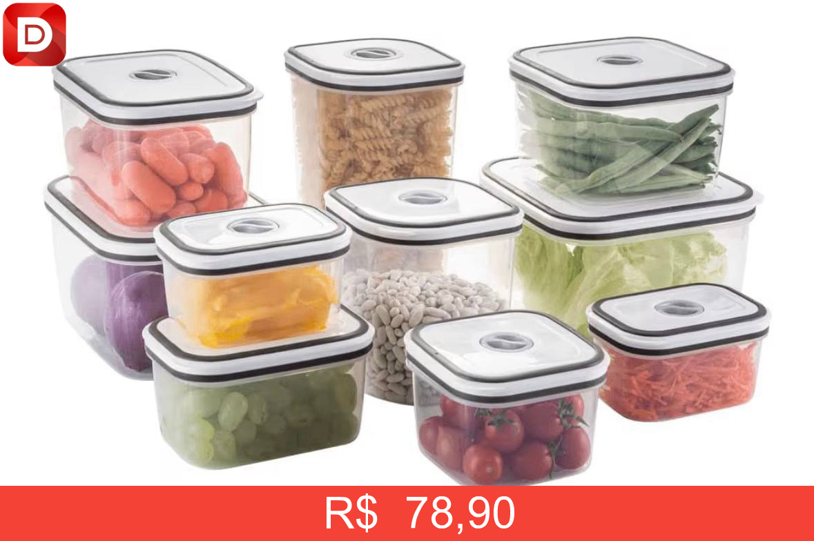 Foto do produto Kit Potes de Plástico Hermético