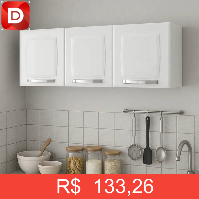 Foto do produto Armário aéreo de cozinha 3 portas Itatiaia