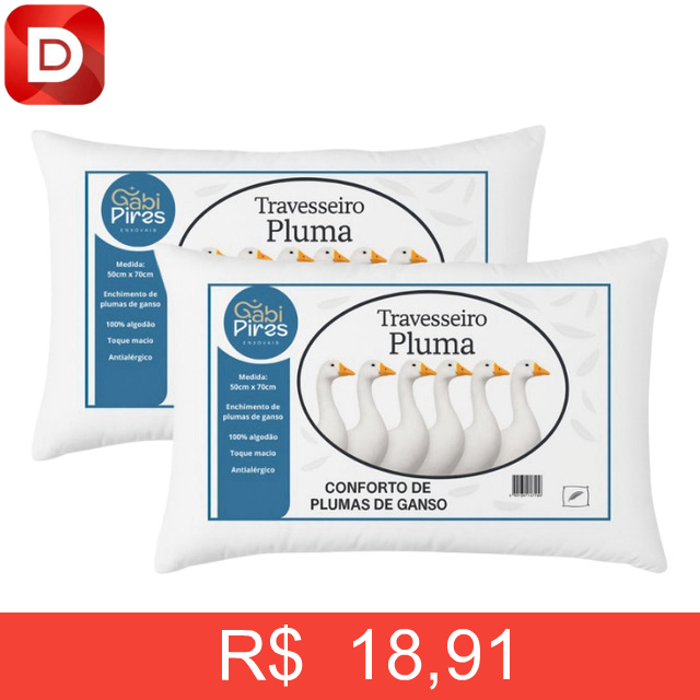 Foto do produto Kit 2 Travesseiros Pena De Ganso