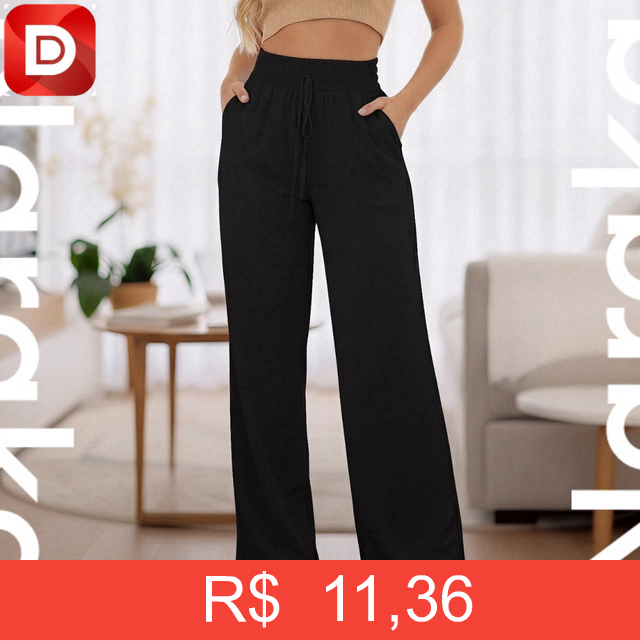 Foto do produto Calça Feminina Pantalona Duna Wide Leg Cintura Alta