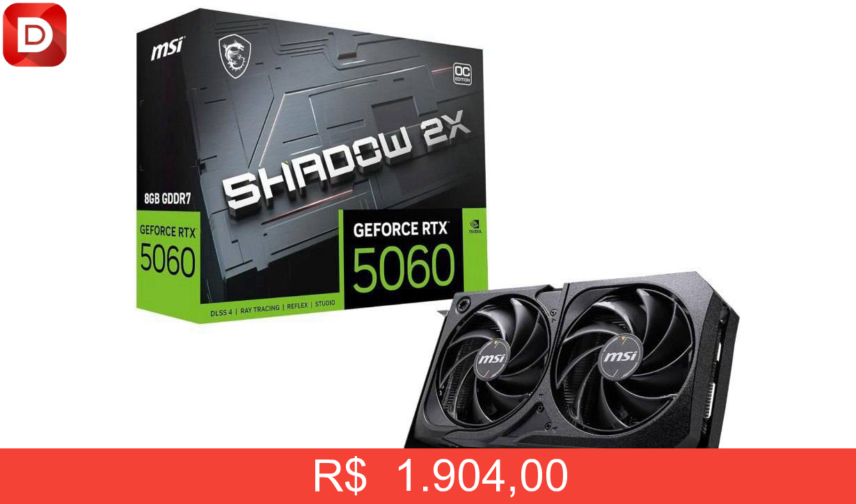 Foto do produto MSI RTX 5060 Shadow 2X OC