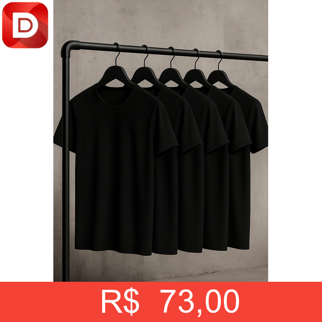 Foto do produto Kit 5 Camisetas Slim Fit Básicas Algodão Premium