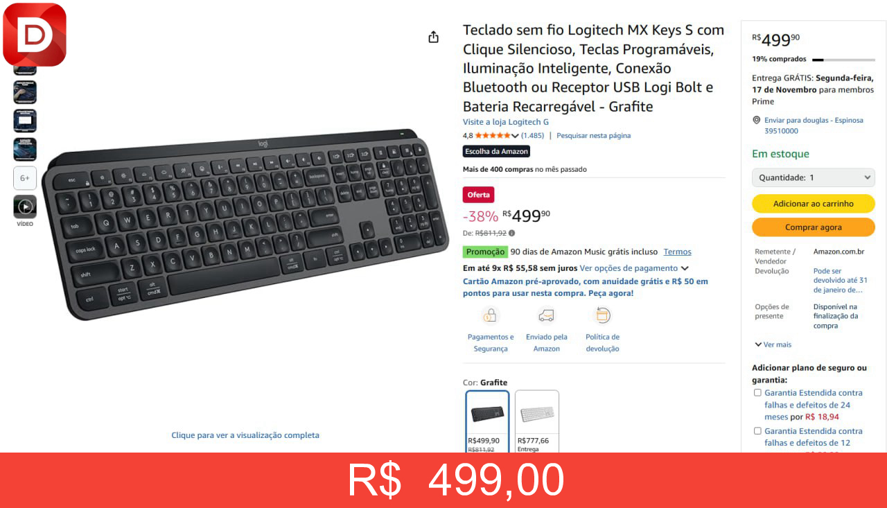 Foto do produto Logitech MX Keys S