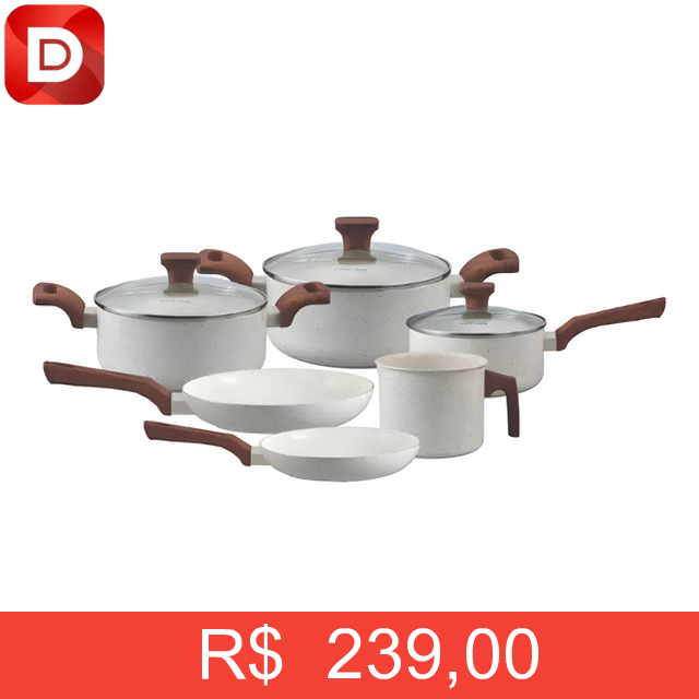 Foto do produto Conjunto Jogo 6 Panelas Pratic Cook Vanilla