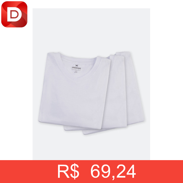 Foto do produto Kit Com 3 Camisetas Femininas Básicas Hering