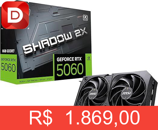 Foto do produto MSI RTX 5060 Shadow 2X OC