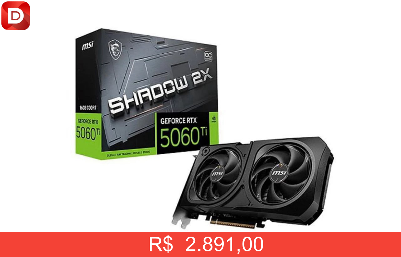 Foto do produto MSI GeForce RTX 5060 Ti 16G SHADOW 2X OC PLUS