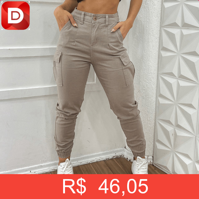 Foto do produto Calça Cargo Jogger Jeans Feminina