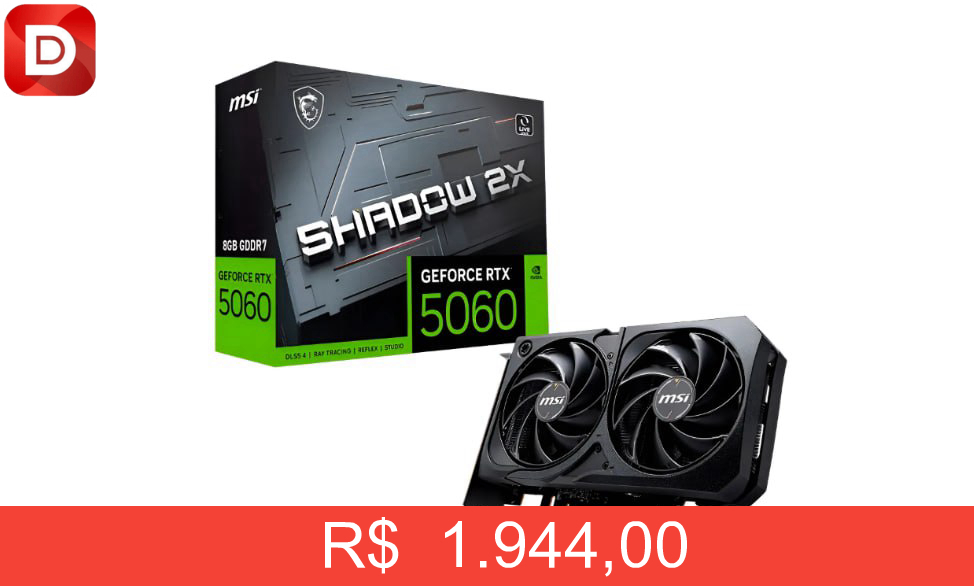 Foto do produto MSI RTX 5060 Shadow 2X OC