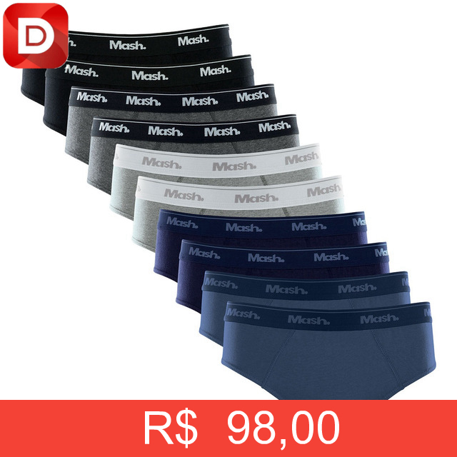 Foto do produto Kit com 10 Cuecas Slip Mash Algodão