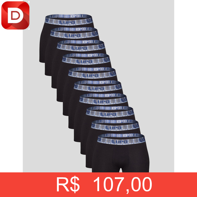 Foto do produto Kit 10 Cuecas Boxer Lupo