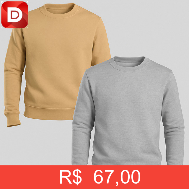 Foto do produto Kit com 2 Blusa Moletom Gola Careca Algodão Premium