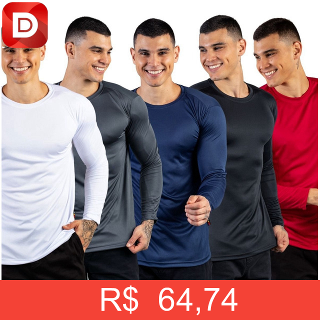 Foto do produto Kit 5 Camisas Segunda Pele Térmica UV50