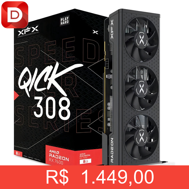 Foto do produto Placa de Vídeo RX 7600 Series Graphics Cards XFX AMD Radeon