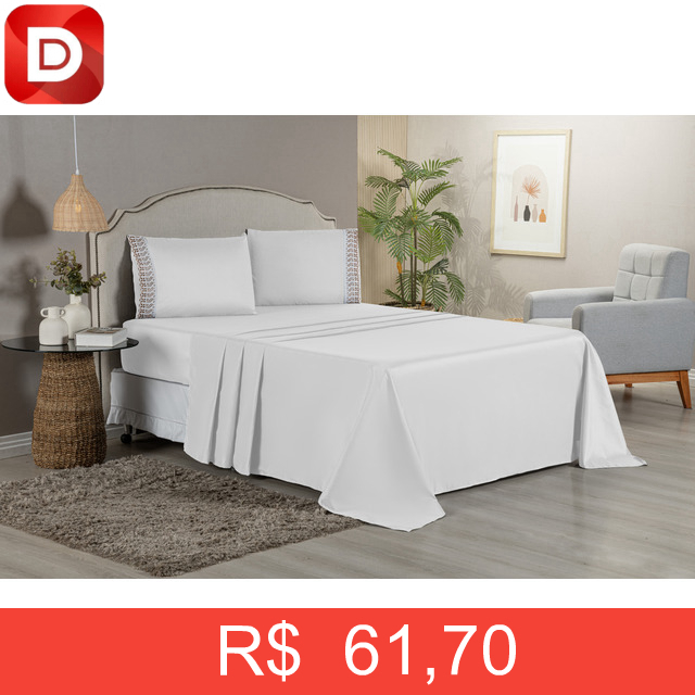 Foto do produto Kit Jogo Lençol Casal Bordado Inglês