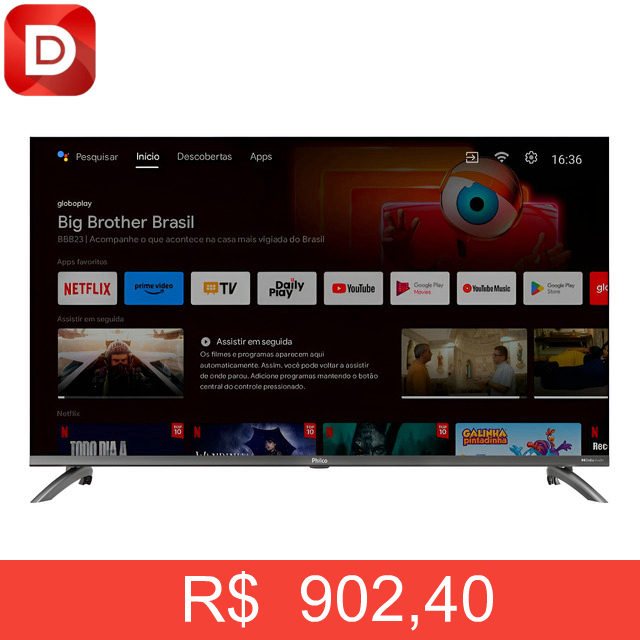 Foto do produto Smart TV 39'' Philco Led Android Borda Infinita