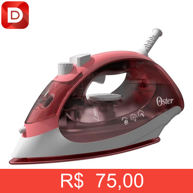 Foto do produto Ferro Passar Roupa Elétrico Vapor Aeroceramic Rosa Oster