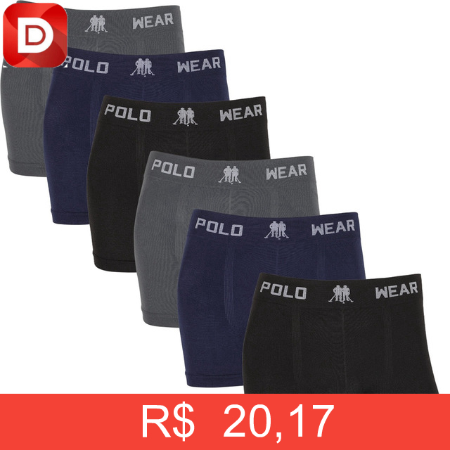 Foto do produto Kit com 6 Cuecas Boxer Algodão Polo Wear