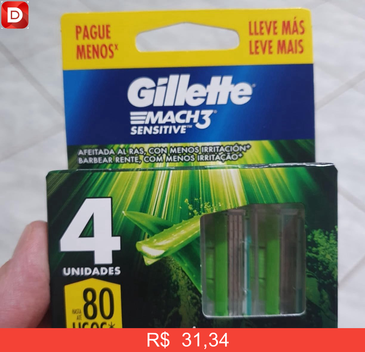 Foto do produto Gillette Carga Para Aparelho De Barbear Mach3 Sensitive